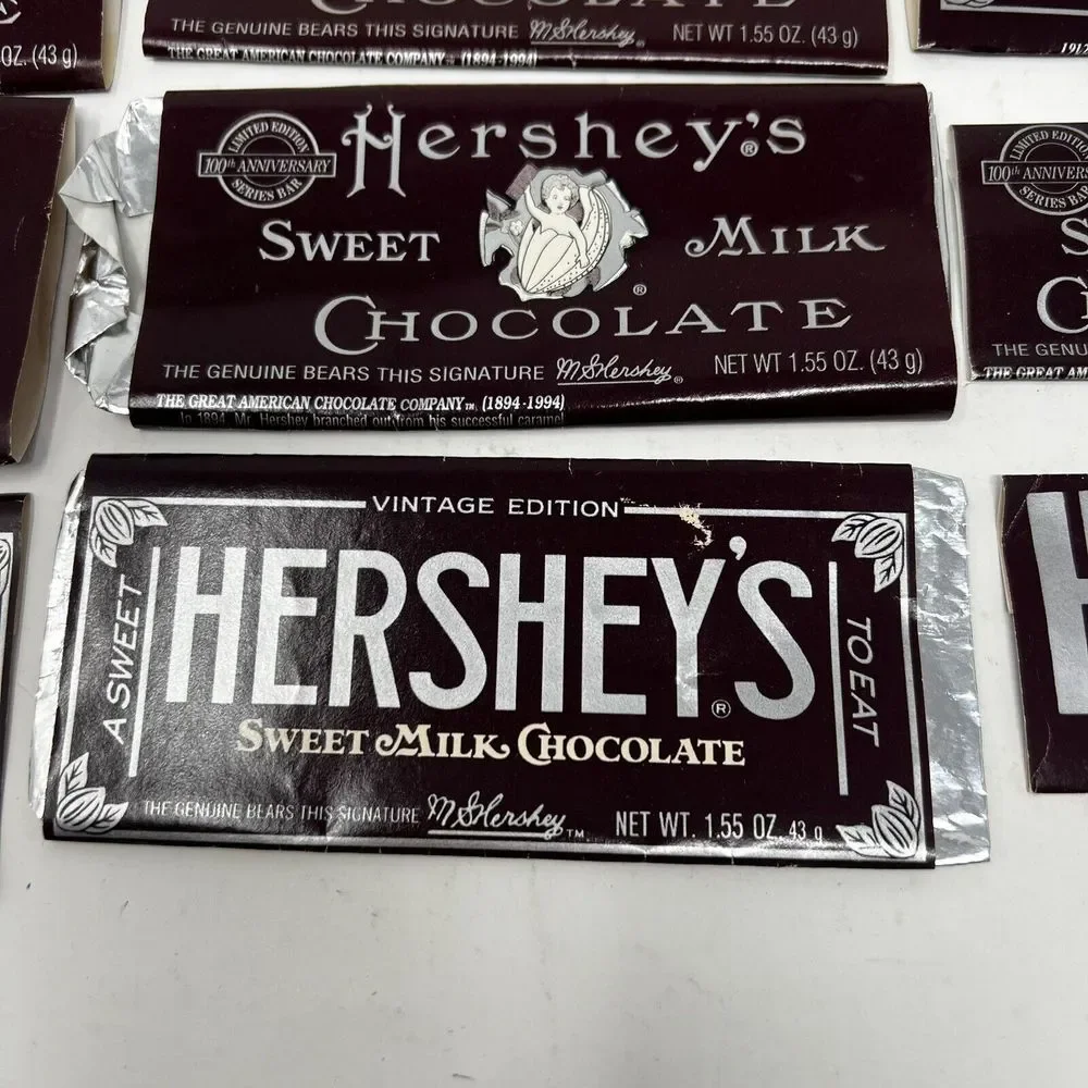 1990s HERSHEY'S Candy Bar Wrapper Lot of 15 Chocolate Hershey, PA vintage Almond